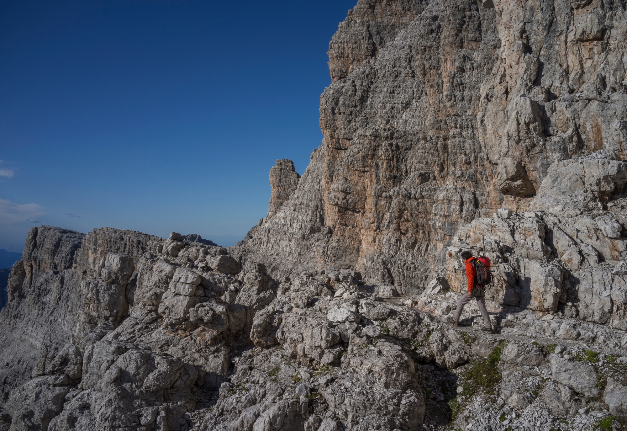 Climber in Brenta Dolomites, Italy